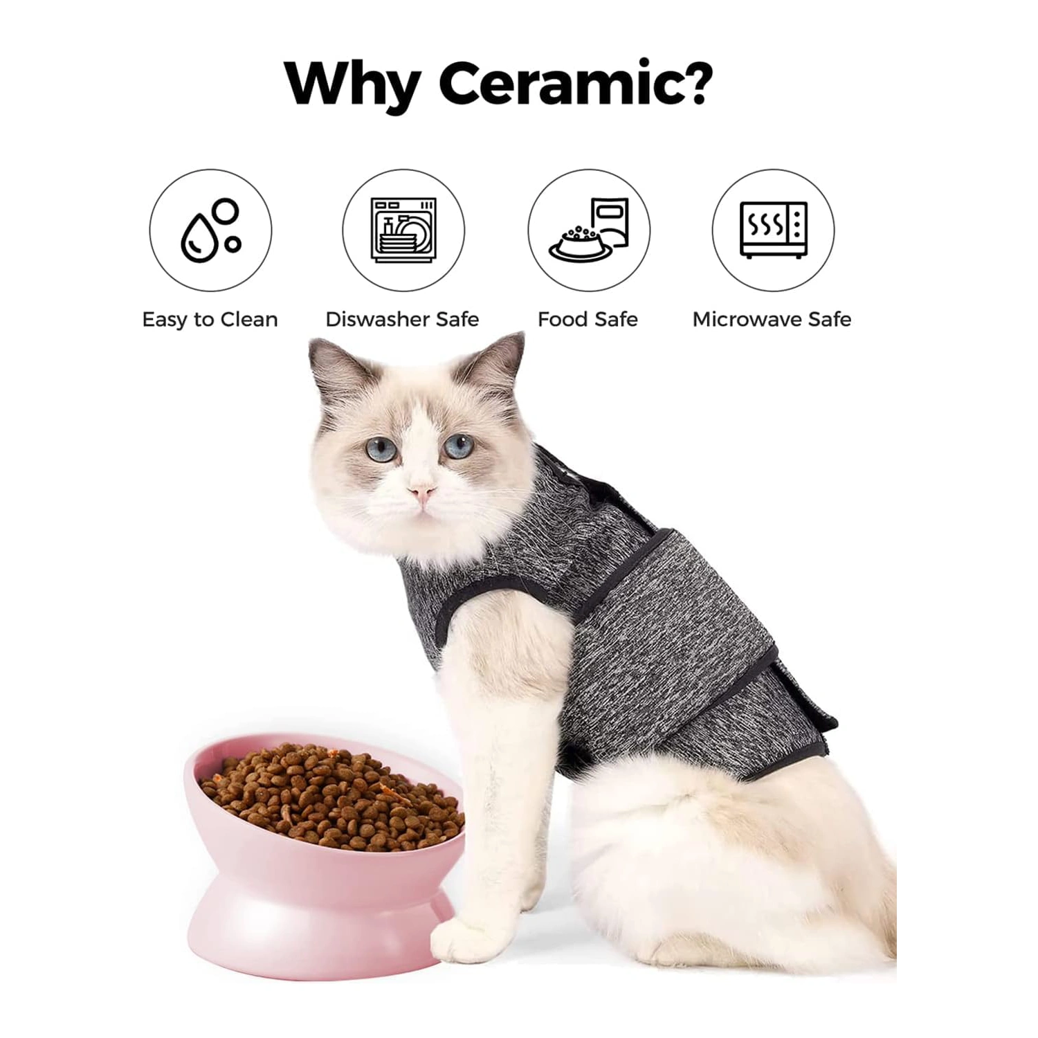 Tilted Ceramic Cat Bowl - Image 2